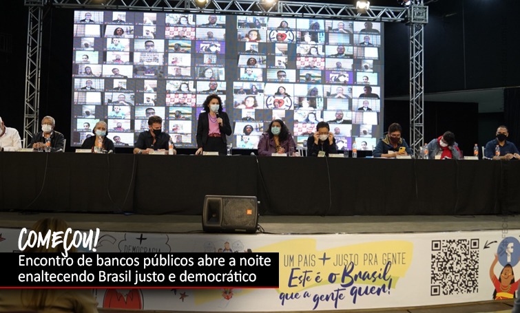 foto da mesa de abertura do congresso nacional dos trabalhadores dos bancos públicos